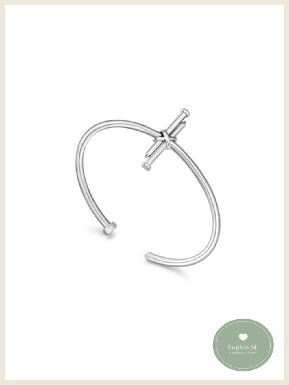 Nail Cross Open Cuff Bangle 18k White Gold Plated Adjustable Religious Bracelet
